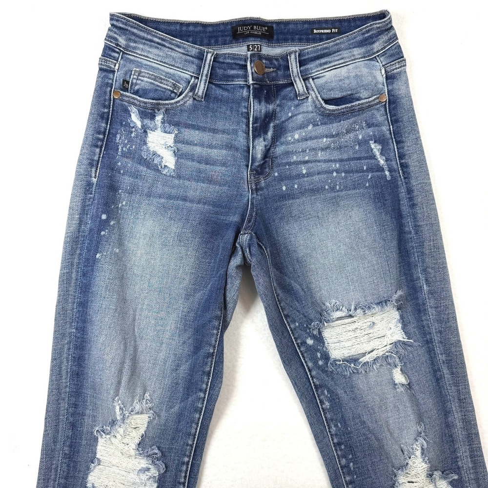 Judy Blue Boyfriend Fit Distressed Paint Splatter Jeans JB82169LT Size 5/27